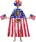 4th of July 6ft Skeleton Clothing Accessories, USA Flag, Fuzzy Wig, and Cape